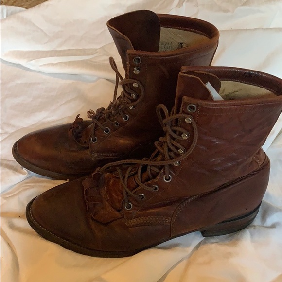 Justin brown lace up boots size 8.5D - Picture 4 of 4